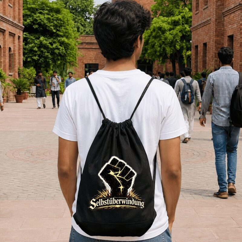 Selbstüberwindung — Self-Overcoming Drawstring Bag
